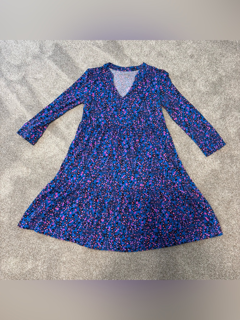 $118 Lilly Pulitzer Alaina 3/4 Sleeve Flowy Flare Dress in Growl & Prowl XS